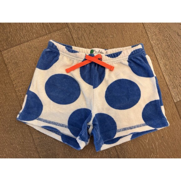 Mini Boden Terry Cloth Blue Polka Dots Shorts Girl Sz 6Y Back Pockets - Picture 1 of 5